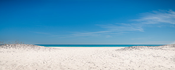 Pensacola Beach Panorama, Florida Blue Sky and White Sand, Mexico, Horizon, Florida, Paradise,...