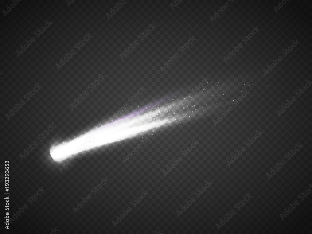 Poster Vector comet with large dust. Falling Star. Glow light effect.