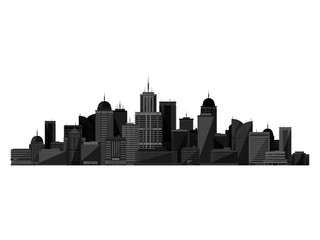 Vector black city silhouette isolated on white background.