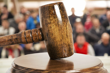 auction bid sale judgment mallet gavel with public