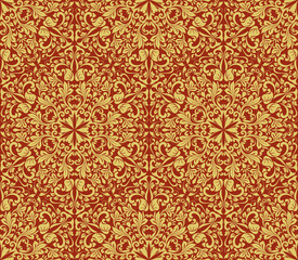 Seamless yellow and dark red floral background