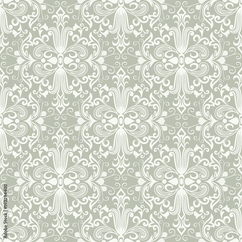 Canvas Prints Seamless light green and white floral wallpaper