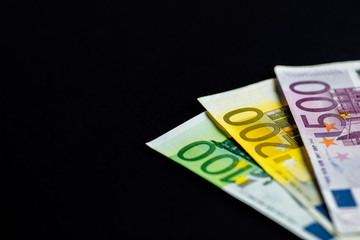Background of euro bills. Shallow focus.
