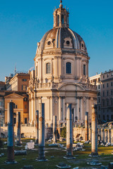 Obraz premium Trajan's Forum at sunrise in Rome, Italy near the Roman Forum