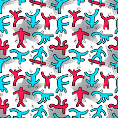 Seamless pattern with dancing figures