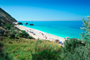 Beach Megali Petra on the Ioian island Lefkada