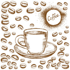 Fototapety  Zestaw ikon szkicu kawy