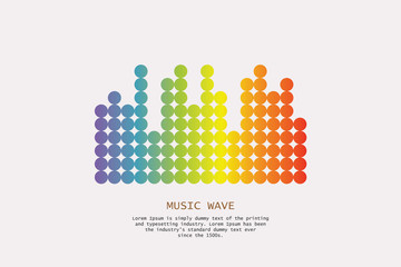 Pulse music player. Audio colorful wave logo. Vector equalizer element. Isolated design symbol.