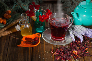 Hibiscus tea from rose carcade herbal herbal tea with rose hips and kalina diuretic and cleansing stomach rejuvenating organism