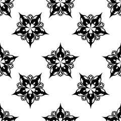 Black and white floral seamless pattern