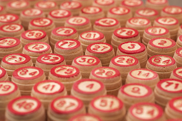 balls with bingo numbers. 