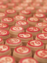 balls with bingo numbers. 