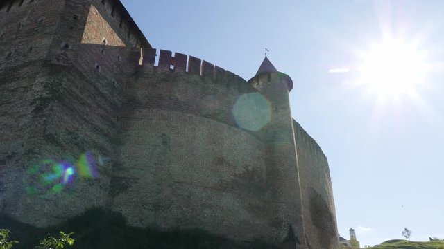 Walls and towers of the old Khotyn Fortress
