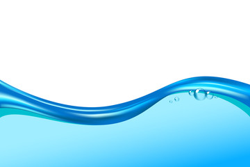 Vector water splash background, wave transparent surface with bubbles of air, water frame design element for cosmetics product