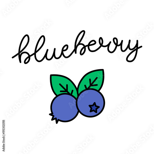 "Blueberry Cursive Lettering Vector Colorful" Stock image and royalty