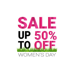 Womens Day Sale Sticker Discount Seal Template International Women Day Concept Promotion Vector Illustration