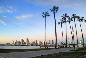The San Diego, California skyline from Coronado Island. - obrazy, fototapety, plakaty