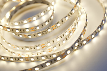 Diode strip. LED lights tape close-up