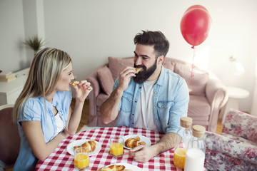 Couple having breakfast