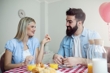 Couple having breakfast