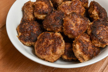 fried homemade chops, cutlets of the beef and pork