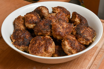 fried homemade chops, cutlets of the beef and pork