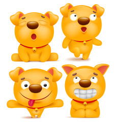 Obraz premium Set of yellow cartoon emoji dog character