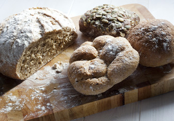A selection of rustic rolls and bread