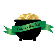 luck of the Irish banner on pot of gold