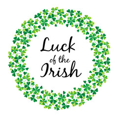 luck of the Irish in shamrock circle frame