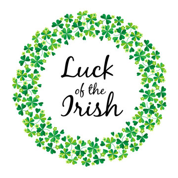 luck of the Irish in shamrock circle frame