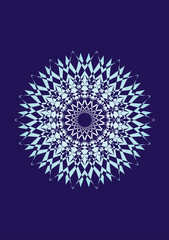 Mandala on a blue background. Artistic background. object of rotation. Vector graphics 