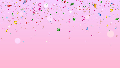 Colorful confetti falling celebration background, vector illustration