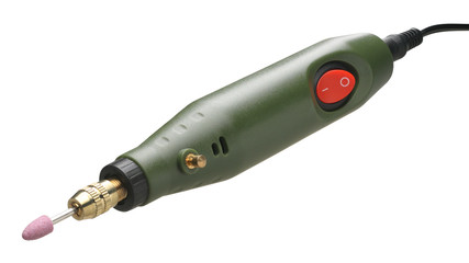 Rotary tool with attachment isolated on white background