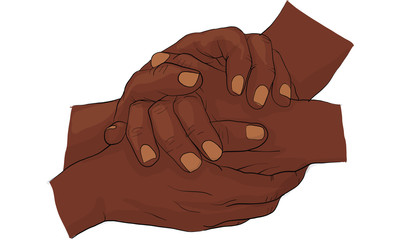 hand holding hand together vector