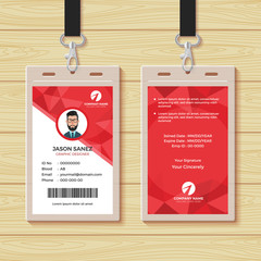Red Geometric Employee ID Card Design Template