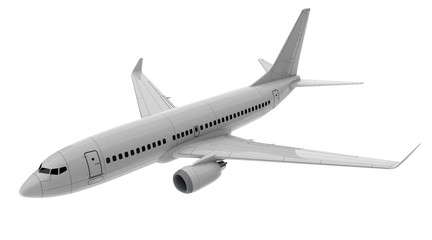 Commercial jet plane. 3D render. Top view side view