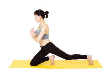 Fototapeta premium beautiful asian woman practice yoga pose isolated on white background with clipping path.