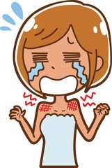 日焼けに苦しむ女性のイラスト素材