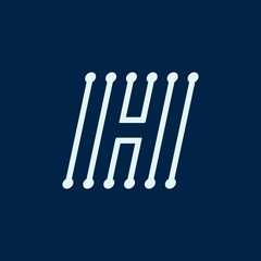 Letter H. Font maze italic, vector geometric alphabet on dark background