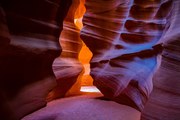 Magnificent colorful landscape shot of a slot canyon Lower Antelope Canyon in Arizona USA.