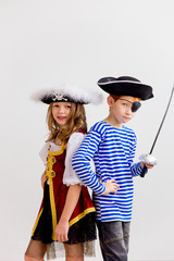 Kids in a pirate costume