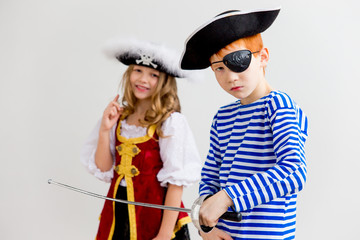 Kids in a pirate costume