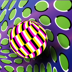 Illusion Vector. Optical 3d Art. Rotation Dynamic Optical Effect. Psychedelic Swirl Illusion. Fantasy Hyperboloid. Geometric Magic Background Illustration © PikePicture