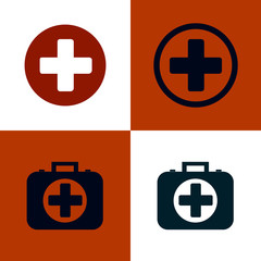Medical cross and first aid kit. Set of medical symbols options. Flat design Vector Illustration EPS