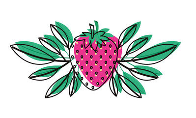 strawberries fresh fruit with leafs frame vector illustration design