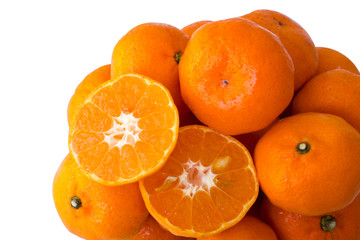 Mandarin, tangerine citrus fruit isolated on white background