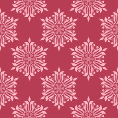 Floral seamless pattern on red background - 193311689