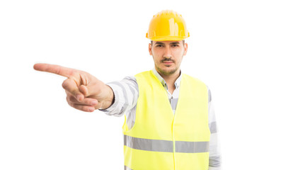 Engineer or architect showing no or refusal gesture.