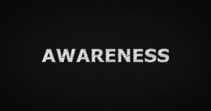 Writing or sketching a word AWARENESS